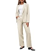 Casly Lamiit Women's 2 Piece Business Casual Outfits Blazer Wide Leg Pants Matching Dressy Formal Suit Sets