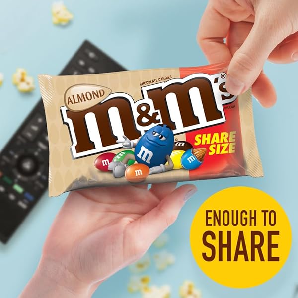 M&M’S ALMOND CHOCOLATE CANDY, FULL SIZE 2.83 OZ BAG, PACK OF 18 BULK CANDY CHOCOLATE