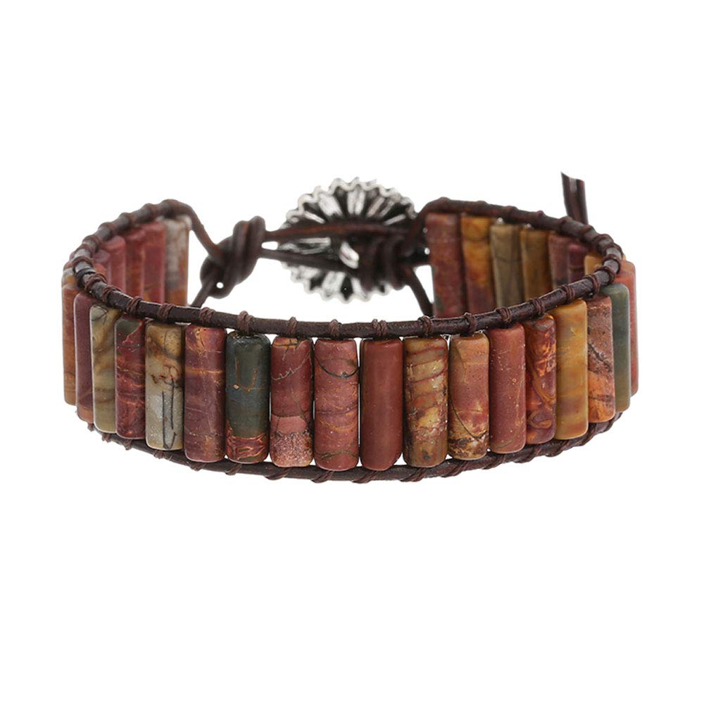 Plumiss Boho Handmade Leather Picasso Stone Bracelet Jewellery For Women And Girl — image 1