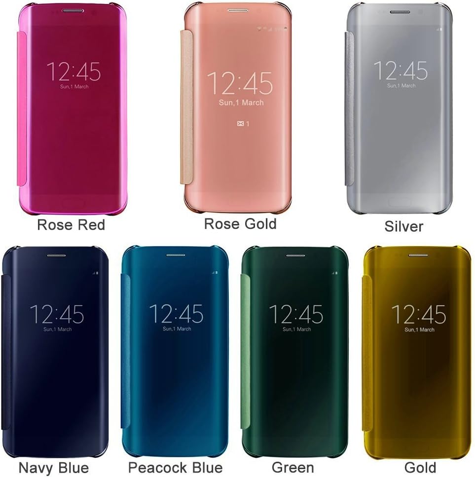 Galaxy S7 Edge Smart Flip Case, Qirg Transparent Clear View Cover Hyperbolic Mirror Intelligent Protection Case for Samsung Galaxy S7 Edge (Rose Gold)