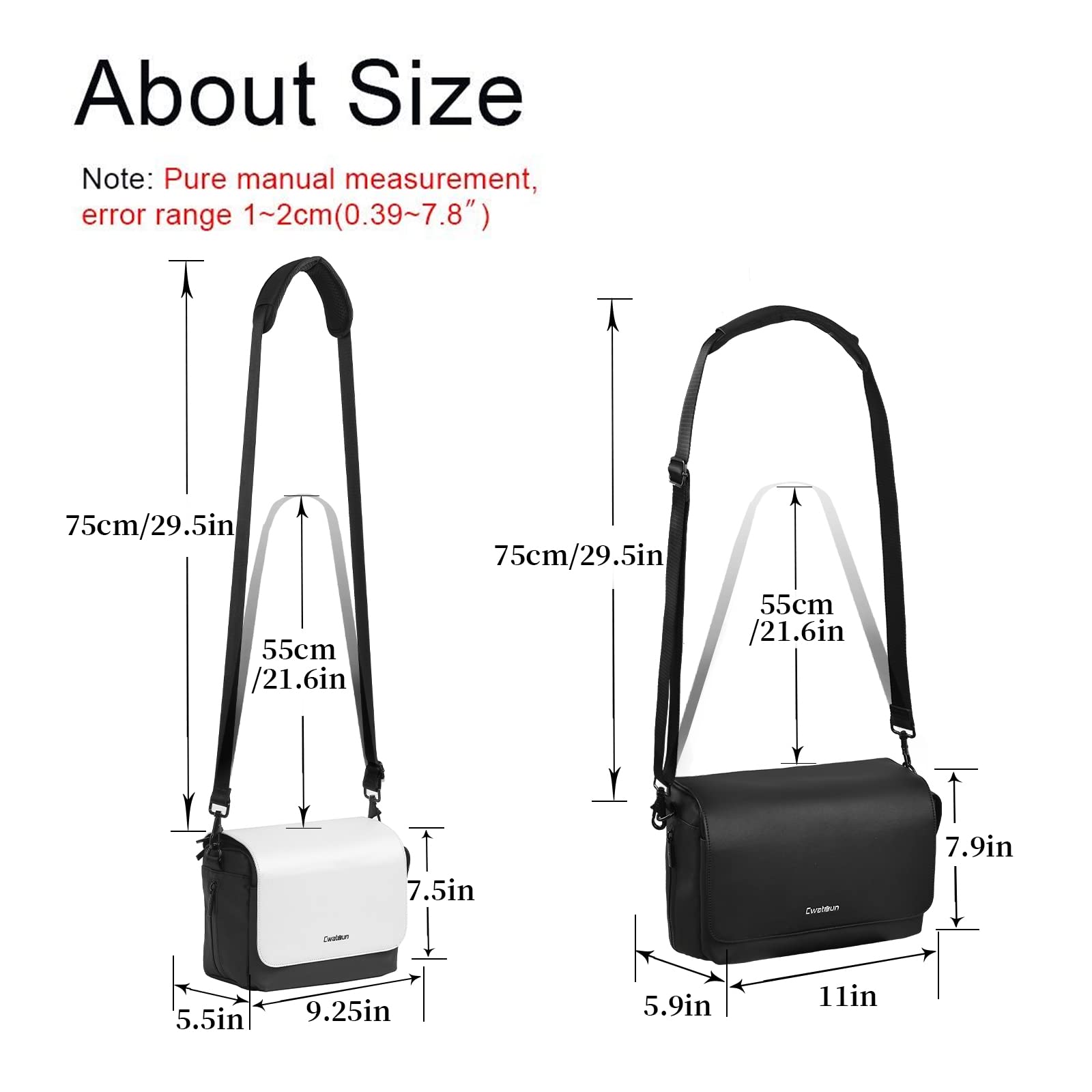 Cwatcun Camera Shoulder Bag, Waterproof Crossbody Case, Compact Photography Backpack, Compatible with Canon/Nikon/Sony/Fuji DSLR/SLR/Mirrorless Camera, Lens and Accessories, White