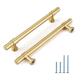 Rergy 10 Pack Brushed Gold Drawer Pulls, 6-1/4 Inch