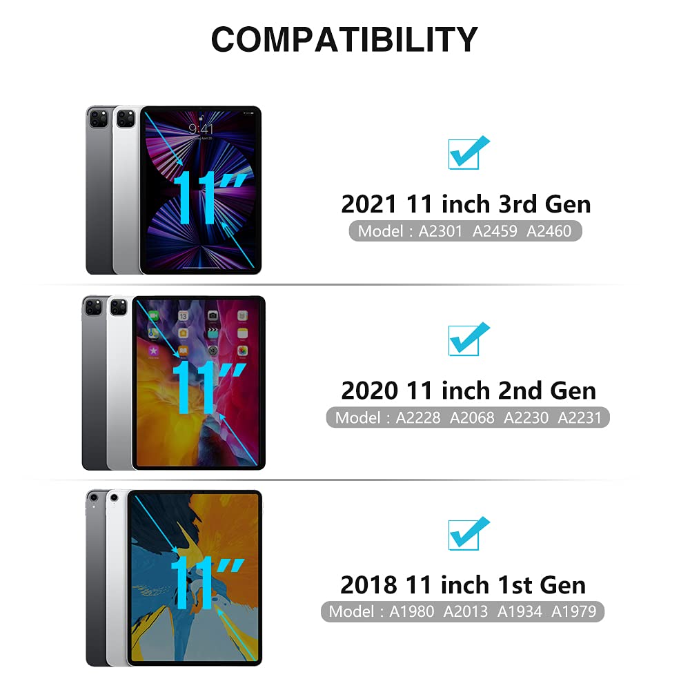 Custodia Folio Per IPad Pro 11 2020 (2a Gen) E 2018 (1a Gen) - Rotazione 360&deg; - Pelle Sintetica