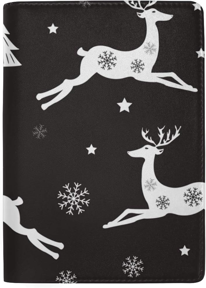 AJINGA Winter Holiday Season Leather Passport Holder Cover Case Travel Wallet for Women