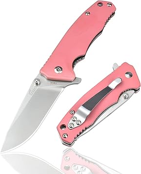 Amazon Aubey フォールディングナイフ 折りたたみナイフ アウトドア ナイフ 釣り キャンプ 登山 錆止め ポケットクリップ付き サバイバル ナイフ 小さい ピンク ツール Aubey マルチツール