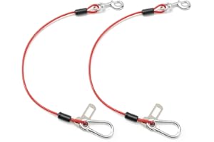 Libbipaw Dog Seat Belt for Car, 2pcs Dog Car Harness of Coated Wire Leash, Double Clip Dog Seatbelt Safety Restraint, Chew Proof Dog Tether Cable for Car, 32inch, Red