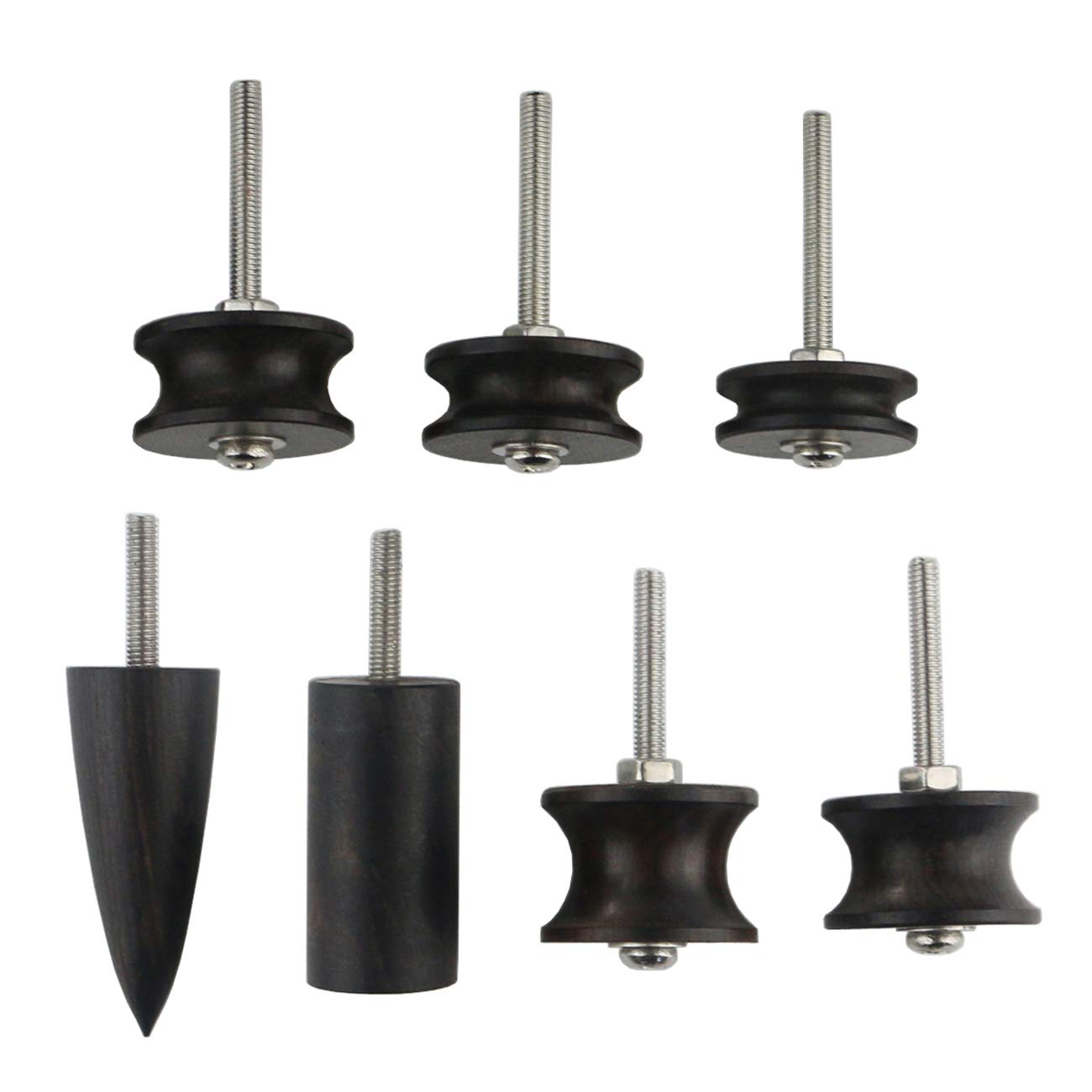 Ogrmar 7 Stlye Ebony Leather Burnisher/Leather Slicker Tool Drill/Electric Polished Head DIY Leather Tools for Dremel Rotary Tools (7 Stlye)