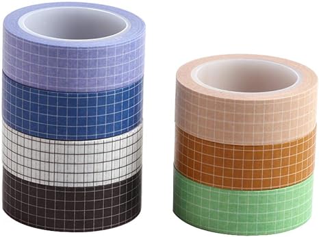 Amazon.com: 7 Rolls Grid Washi Tape Set 