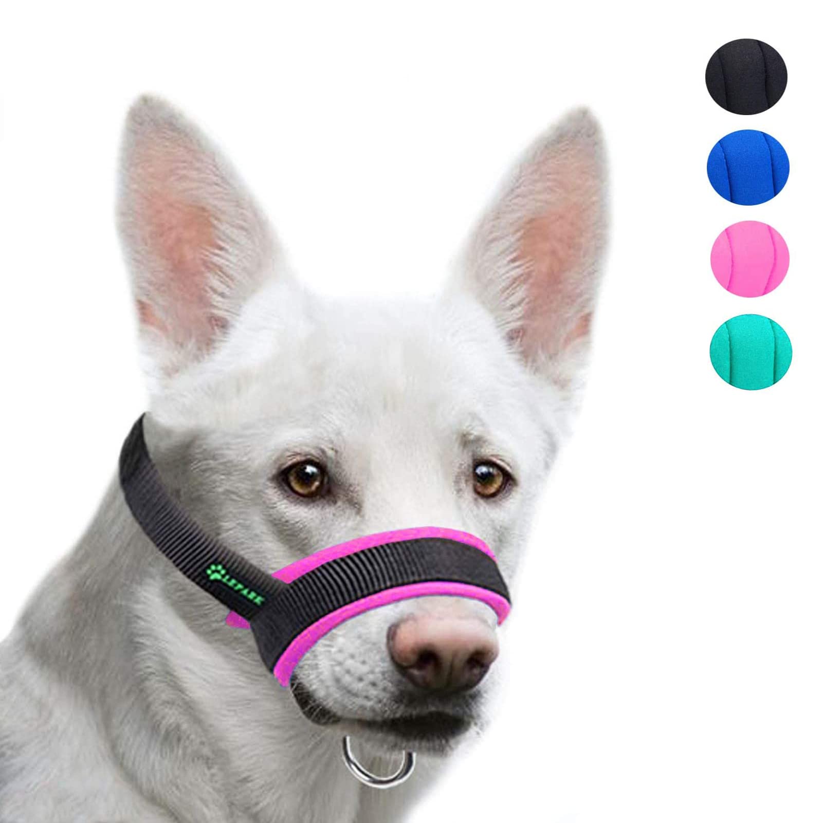 Dog Muzzle with Fabric for Small, Medium and Large Dogs, Anti Biting, Chewing, Adjustable Neck, Breathable(L, Pink)