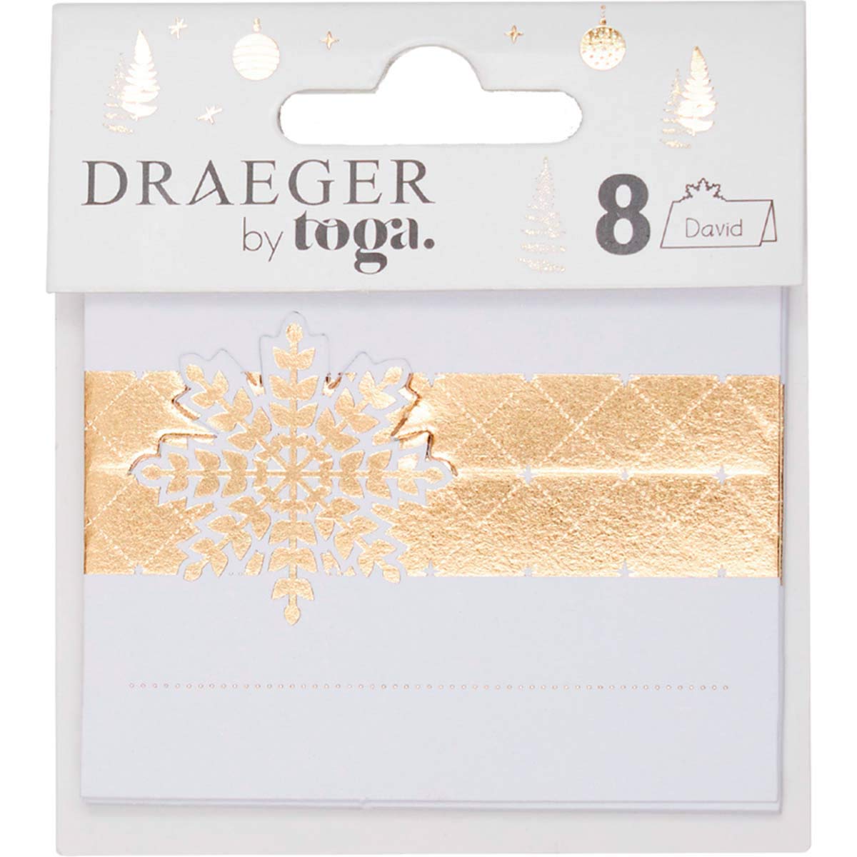 Toga Place Markers, White and Gold, 7 x 6.5 cm, Set of 5