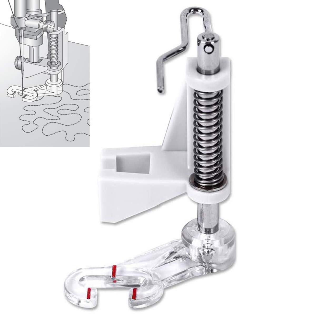 CKPSMS Brand - 1PCS #820988096 Open Toe Free Motion Presser Foot FIT for PFAFF Sewing Machines (Open Toe Free Motion Foot)