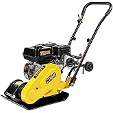 Stark USA 7.0HP 5000VPM 5500MAX Gas Vibration Compaction Force 20 x 14 inch Plate Compactor Tamper Concrete w/Built-in Wheel