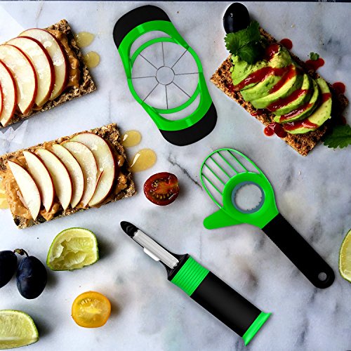 Kitchen Fruit Tools Set, Beyetori Avocado Slicer, Apple Corer Cutter and Vegetable Stand Up Peeler