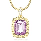 Poekio Borthday Gifts for Wife -18K Gold Plated Dainty Square Crystal Birthstone Necklace,Gold Jewelry for Women,Anniversary Birthday Gifts for Women Her Wife Girlfriend Mom Womens Necklace Jewelry