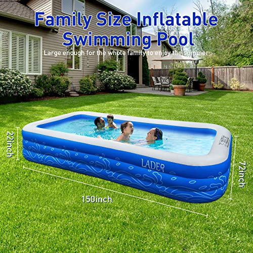 LADER Inflatable Swimming Pool, 150" X 72" X 22" Full-Sized Inflatable Lounge Pool for Baby, Kiddie, Kids, Adult, Infant, Toddlers for Ages 3+,Outdoor, Garden, Backyard, Summer Water Party - Image 2