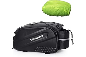 ThinkRider Bike Bags for Bicycle Rear rack 14L Hard Shell Waterproof Bike Ebike Trunk Pannier Saddle Seat Bag Carrier with Reflector, Rain Cover & Shoulder Strap for Commuter Travel Outdoor