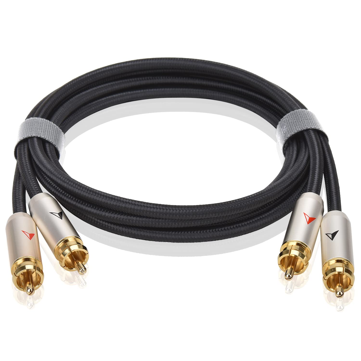【LCYOUTH】2RCAオス to 2RCAオス RCAオーディオケーブル ステレオ 24k金メッキ 純銅コネクタ ナイロン編組 HiFi 音質 アンプ CDプレーヤー HDTV スピーカ AVアンプ ゲーム機等対応 (2M)