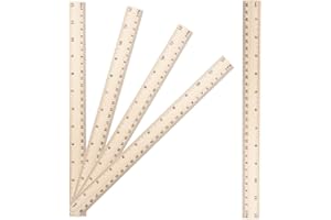 DERKERRY 5Pcs 12 Inches Wooden Ruler - 2 Scale Measuring Rulers with Centimeters & Inches for Kids Adults Students Supplies - 30 cm Drafting Tools for Home Office School
