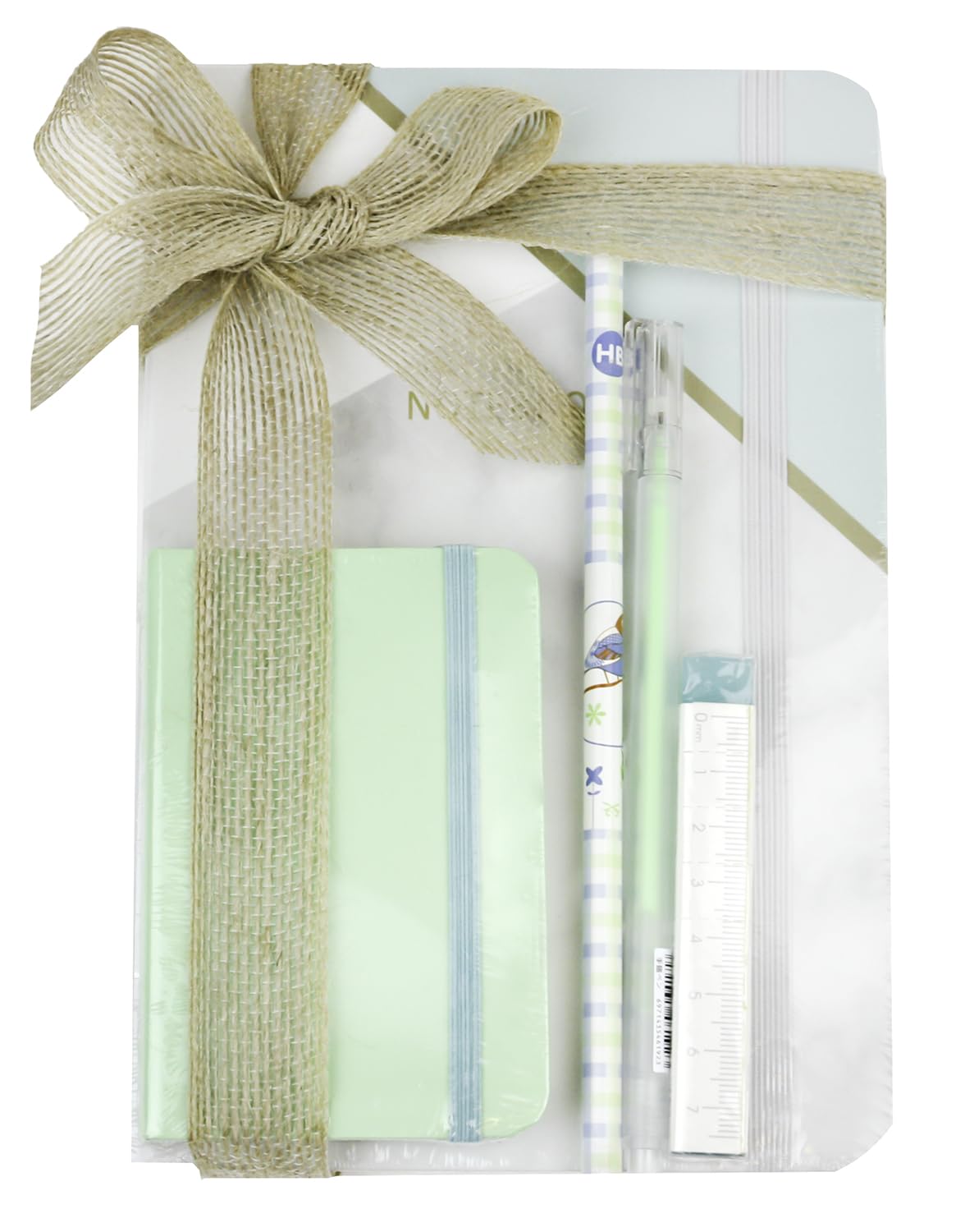 Emartbuy Elegant A5 Marble Notebook Gift Set with A7 Journal Gel Pen Ribbon Wrapped Writing Stationery Kit for Women Girls Office Study Travel