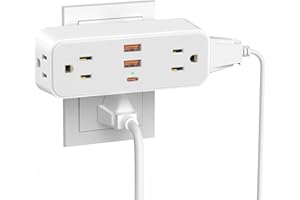BEVA Multi Plug Wall Outlet - 4 Outlet Splitter with 3 USB Ports (1 USB C), Outlet Extender Surge Protector, 3 Sided Wall Expander for Home Kitchen Office Dorm Room Essentials