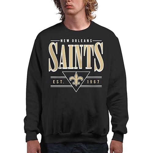 Junk Food New Orleans Saints Established Retro - NFL Adult Crew Fleece for Men & Women Black