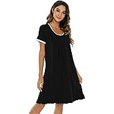 WiWi Viscose from Bamboo Nightgowns for Women Short Sleeve Night Shirts Pleated Sleep Shirt Plus Size Nightshirt S-3X