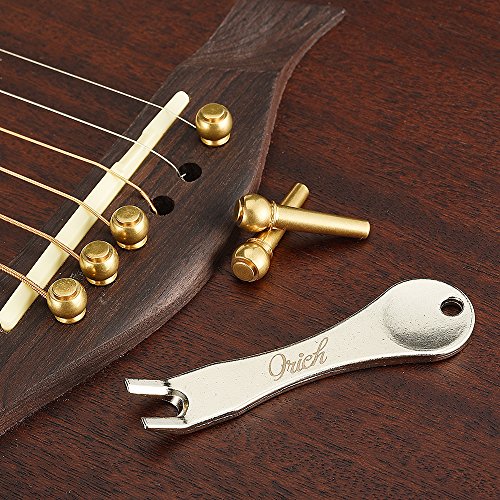 IRICH 6Pcs Guitar Bridge Pins, Brass Endpin with Guitar Bridge Endpin, 1Pcs Replacement Parts for Guitar