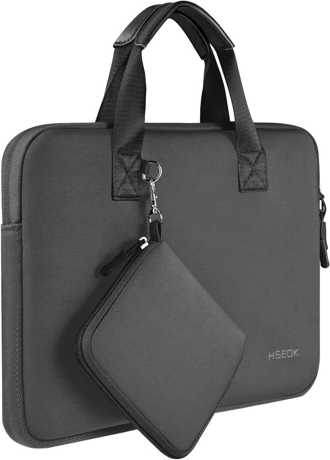 Laptop Sleeve 13 13.3 13.5 Inch Case for MacBook Air Pro 13"-13.3", Surface Laptop 13.5", Water Repellent Elastic Neoprene Notebooks Hand Bag with Handle and Small Case, Dark Gray