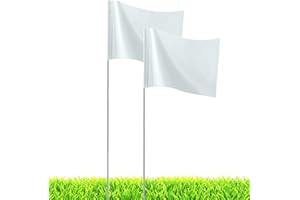 White Marking Flags,JIZHGRAD 20Pack Marker Flags,13x4x5 Inch Lawn Flags, Boundary Flags Dog Training Flags for Yard Marking, Survey Flags, Landscape Flags, Sprinkler Flags, Surveyor Flags, Stake Flags