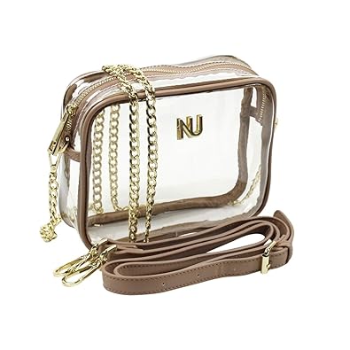 Nu Pvc Clear Purse Clear Bag Policy Approved Crossbody Adjustable Vegan Leather Chain Strap Purse Tan