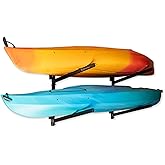 StoreYourBoard G-Kayak Wall Rack – Heavy-Duty Indoor Kayak Rack for 2 Boats, Adjustable Storage Wall Mount Hanger, Space-Saving Indoor Storage for Kayak Wall Mount - Holds 200 lbs - Silver