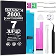 JUFUD [Reject False Capacity] 2600mAh Replacement Battery for iPhone 7/7G， [New Version] 0-Cycle Lithium Polymer Batteries，(Models:A1660, A1778, A1779) Complete Repair Tool Kit and Instructions.
