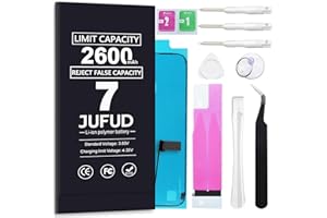 JUFUD [Reject False Capacity] 2600mAh Replacement Battery Used for iPhone 7/7G， [New Version] 0-Cycle Lithium Polymer Batteries，(Models:A1660, A1778, A1779) Complete Repair Tool Kit and Instructions.