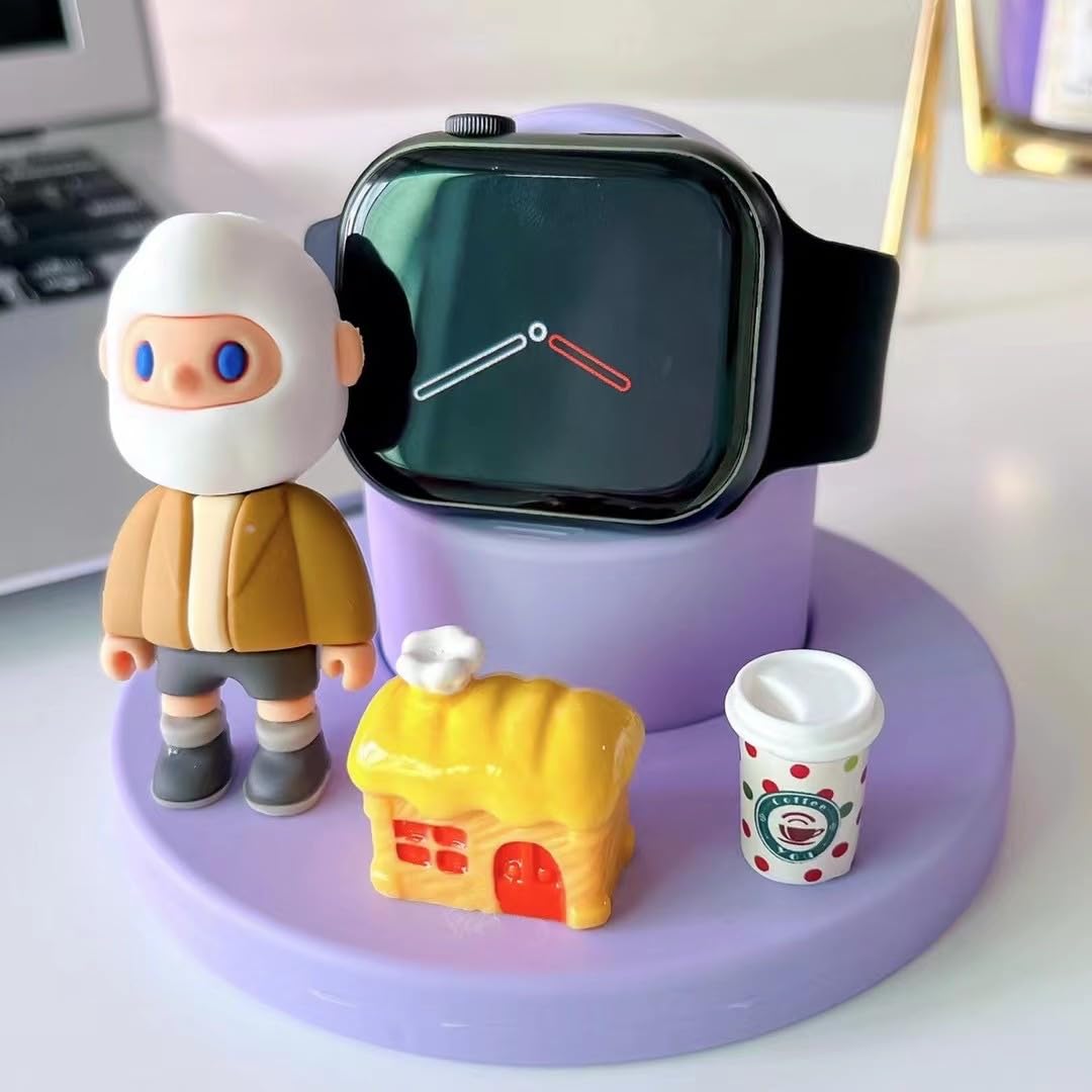 zougon Cute Doll Charger Stand for Apple Watch Series, Silicone Desk Stand Holder for iWatch, Cute iWatch Charging Dock Station Holder, Supports Nightstand Mode