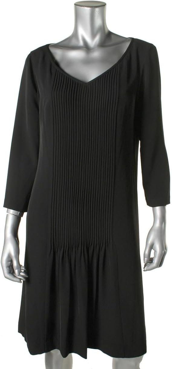 Buy Jones New York Women's 3/4 Sleeve Pintuck Dress, Black, 6 at Amazon.in