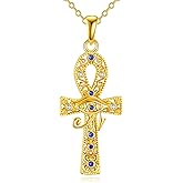 Grmdit Ankh Necklace for Women S925 Sterling Silver Ankh Cross Pendant Necklace Egyptian Jewelry Gifts for Women
