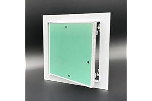 Byson Access Door 8"x 10" Aluminium Access Panel Gypsum Board - Ideal for Walls and Ceilings - Detachable Hinged Push Lock Door with White Powder Coated Aluminium Frame Drywall Door