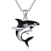SHEAISRS 925 Sterling Silver Shark Pendant Animal Jewelry Necklace, Necklace Gift for Boys and Girls