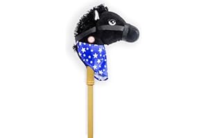 PonyLand: Music Stick Animal - Black Horse - Music Button, Sturdy Two-Piece Stick W/Colorful Soft Plush Animal Head, Pretend Play Toy, Kids Ages 3+