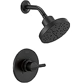 Delta Nicoli 14 Series H2Okinetic Shower Faucet Set, Matte Black Shower Head and Handle Set, Valve Trim Kit, Matte Black 142749-BL (Shower Valve Included)