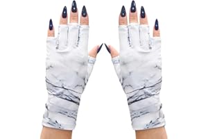 ManiGlovz - The Original UPF 50+ UV Light Protective Nail Gloves | Gel Manicure Gloves and Anti-UV Fingerless Gloves for Women | Can be Used as Sun Protection Gloves for Driving | White Marble