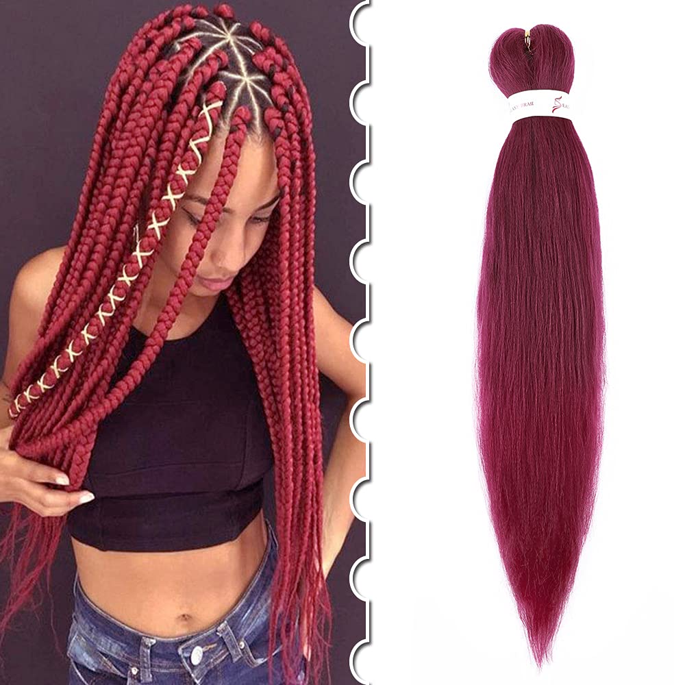 20inch Pre Stretched Braiding Hair Black Jambo Braids Easy Braiding Crochet Hair for Box Braid Dark Red