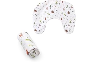 Boppy Nursing Pillow Cover - Soft, Hypoallergenic Washable Microfiber Bottle & Breastfeeding Pillow Covers (Redesigned Feeding Pillow Sold Separately) - Neutral Plants and Animals