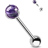CM Crareesi Mania Titanium Tongue Ring 14G - Solid G23 Titanium Nipple Piercing Jewelry - 16mm Barbells