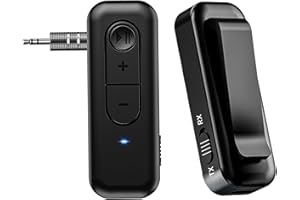 AMANKA Bluetooth Audio Adapter, Bluetooth Audio Transmitter Receiver, Bluetooth AUX Adapter for Car 3.5mm Aux Jack Stereo Audio Input Output for TV Headphone Speakers iPhone PC