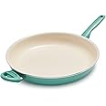 GreenPan Rio Healthy Ceramic Nonstick 13.5" Frying Pan Skillet with Helper Handle, PFAS-Free, Dishwasher Safe, Turquoise