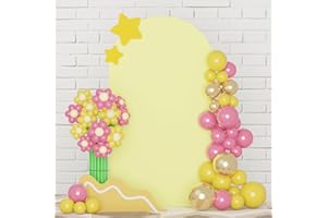 FUHSY Wedding Arch Cover 6FT Spandex Arch Backdrop Cover Round Top Arch Backdrop Frame Covers 2 Sided Chiara Arch Cover Backdrop Fabric Yellow Backdrop Cover for Arch Stand Happy Birthday Party Decor