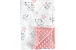 BUTTZO Baby Blanket for Boys Girls Double Layer Soft Plush Minky Blanket with Dotted Backing, Toddler Baby Newborn Blanket Shower Gifts (Elephant, 30 X 40 inch)