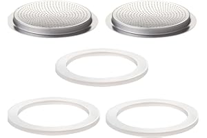 DITOSH 2 Pcs Filter with 3 Pcs Silicone Gasket Seals for 9 Cup Stovetop Espresso Coffee Maker Replacement Parts for Big Tummy and Straight Stainless Steel Moka Pot