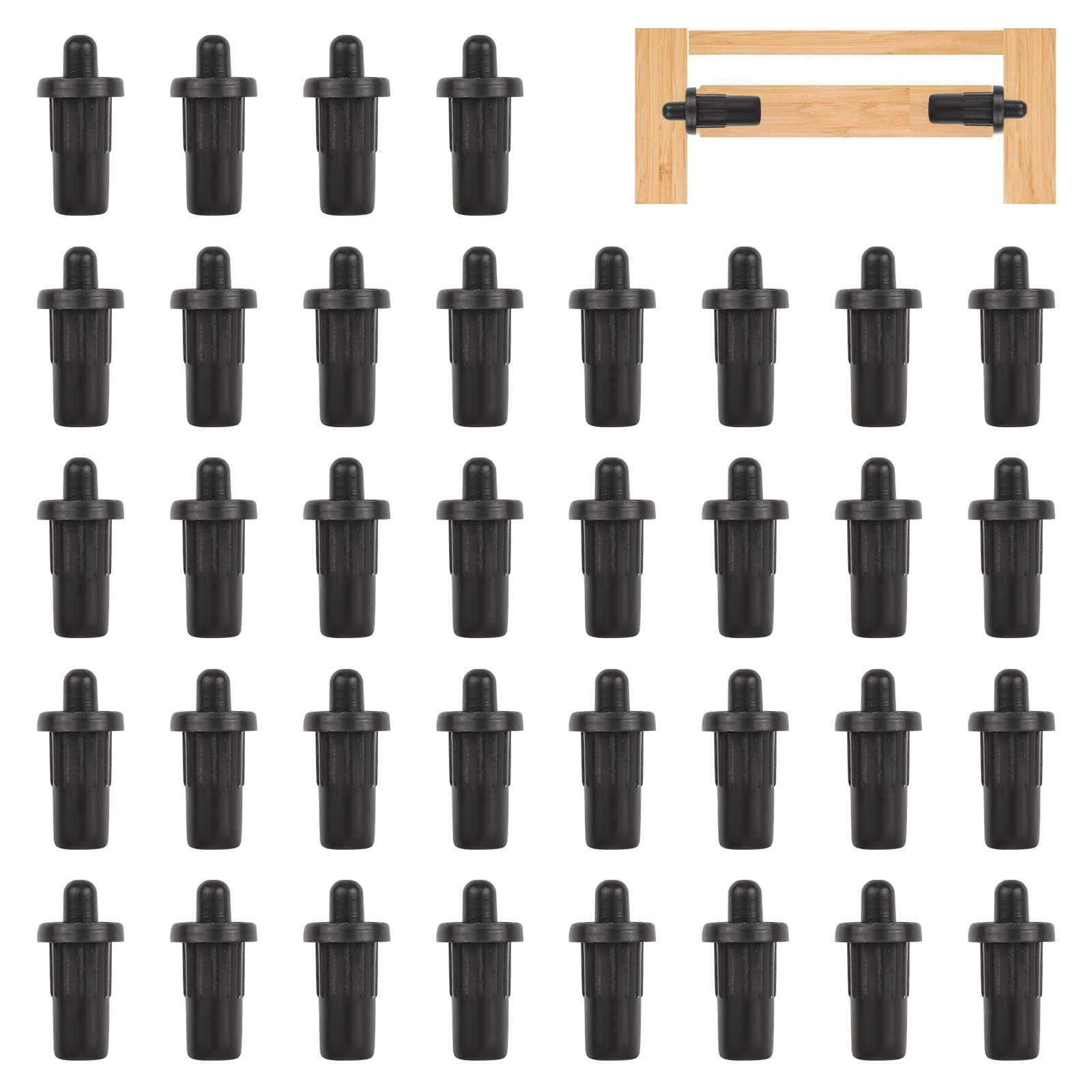 UFURMATE Spring Loaded Repair Pins, 36Pcs All-Plastic Blinds Repair Pins Cabinet Door Repair Pins Damper Replacement Repair Pins Furniture Shelf Pins Support, Dia. 6.9mm/0.27 in (Black)